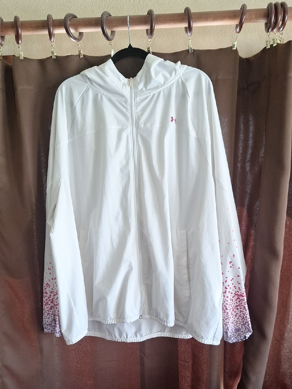 Under Armour White Hooded Jacket with Black Trim